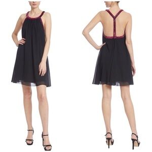 Badgley Mischka Trapeze Dress with Beaded Trim
